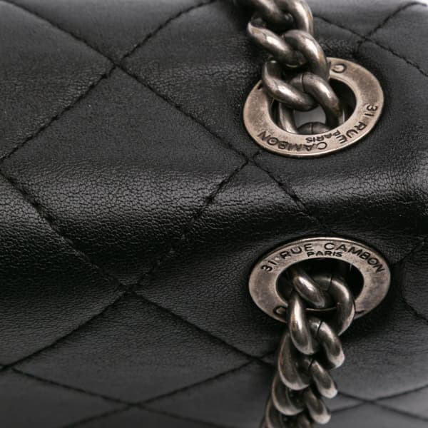 Pre-owned Chanel Quilted Lambskin Burgundy Rocks Flap Black