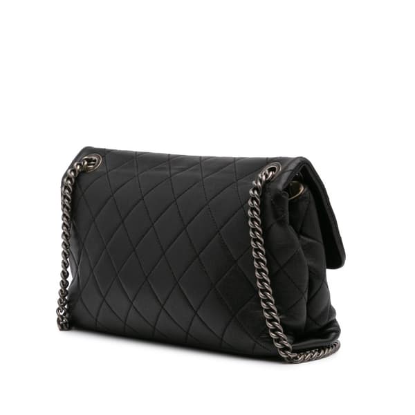 Pre-owned Chanel Quilted Lambskin Burgundy Rocks Flap Black