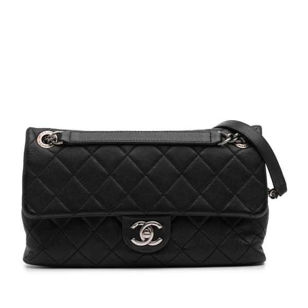 Pre-owned Chanel Quilted Lambskin Burgundy Rocks Flap Black
