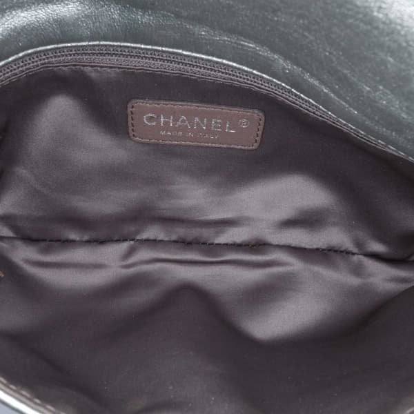 Pre-owned Chanel Quilted Metallic Distressed Lambskin CC Crystal Flap Brown