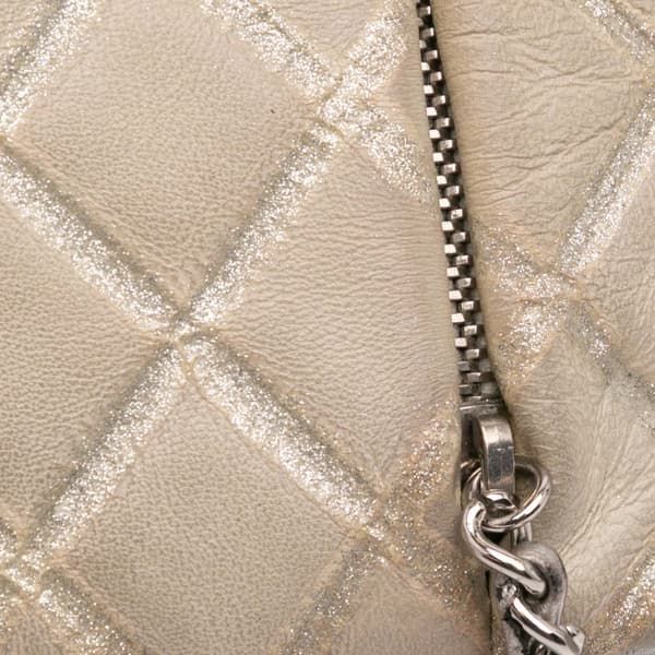 Pre-owned Chanel Quilted Metallic Distressed Lambskin CC Crystal Flap Brown