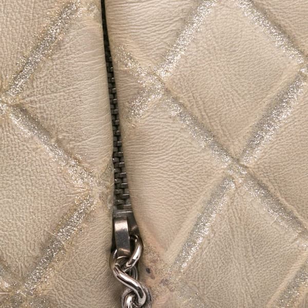 Pre-owned Chanel Quilted Metallic Distressed Lambskin CC Crystal Flap Brown