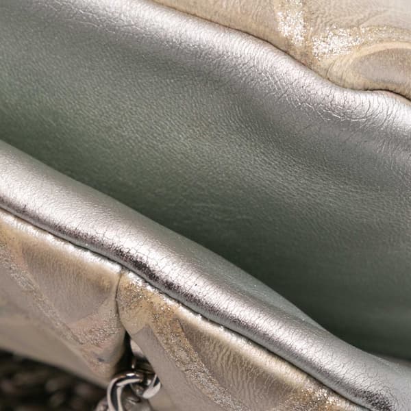 Pre-owned Chanel Quilted Metallic Distressed Lambskin CC Crystal Flap Brown