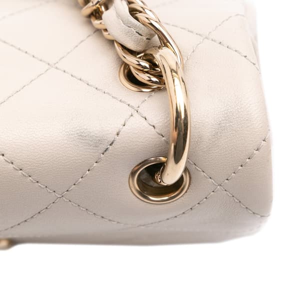 Pre-owned Chanel Medium Lambskin Twist Chain Enamel CC Flap Brown