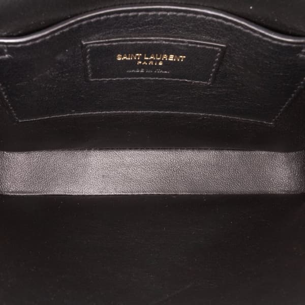 Pre-owned Saint Laurent Small Canvas Striped Solferino Satchel In Box Black
