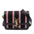 Miniatyrbild 1 av 7: Pre-owned Saint Laurent Small Canvas Striped Solferino Satchel In Box Black