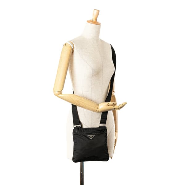 Pre-owned Prada Tessuto Zip Top Crossbody Black