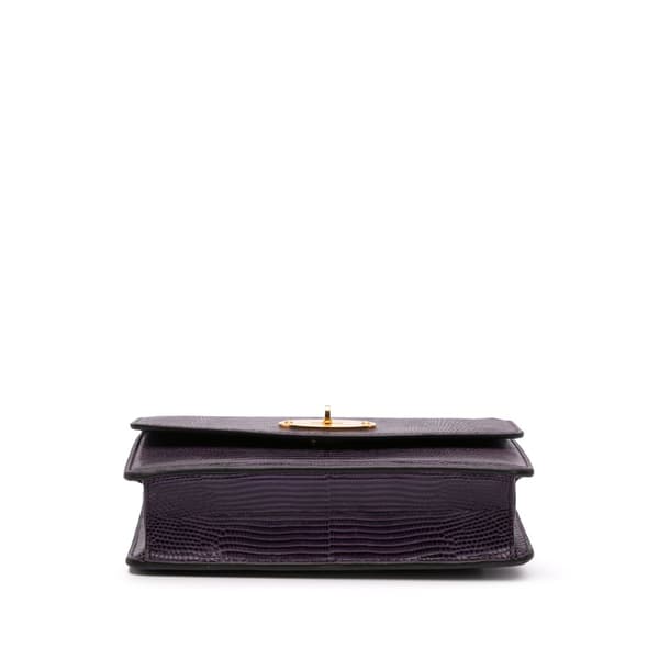 Pre-owned Mulberry Mini Lizard Embossed Calfskin Darley Crossbody Purple