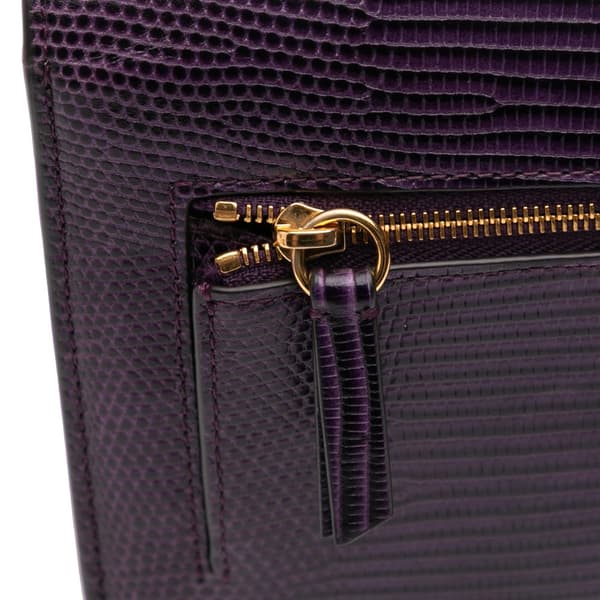 Pre-owned Mulberry Mini Lizard Embossed Calfskin Darley Crossbody Purple