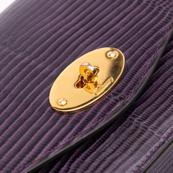 Pre-owned Mulberry Mini Lizard Embossed Calfskin Darley Crossbody Purple