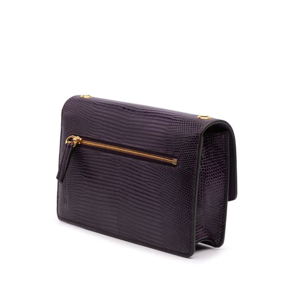 Pre-owned Mulberry Mini Lizard Embossed Calfskin Darley Crossbody Purple