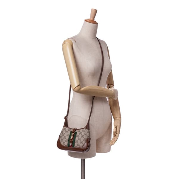 Pre-owned Gucci Mini GG Supreme Jackie 1961 Crossbody Brown