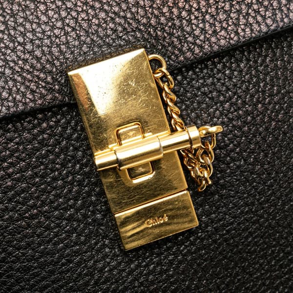 Pre-owned Chloé Large Grained Lambskin Drew Crossbody Black