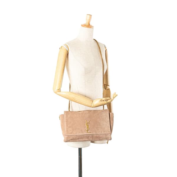 Pre-owned Saint Laurent Medium Smooth Calfskin and Suede Reversible Kate Crossbody Brown