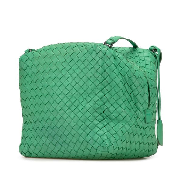 Pre-owned Bottega Veneta Nappa Intrecciato Cube Crossbody Green