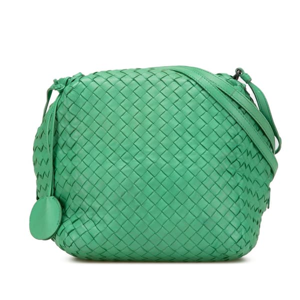 Pre-owned Bottega Veneta Nappa Intrecciato Cube Crossbody Green