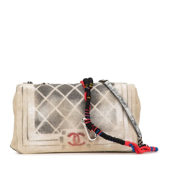 Pre-owned Chanel Medium Canvas Graffiti Tromp L Oeil Oh My Boy Flap Brown