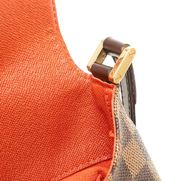 Pre-owned Louis Vuitton Damier Ebene Musette Salsa Long Strap Brown