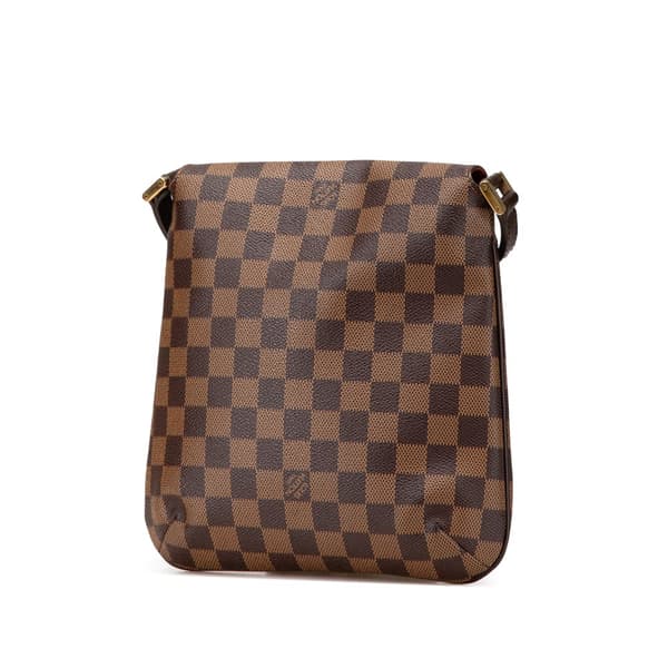 Pre-owned Louis Vuitton Damier Ebene Musette Salsa Long Strap Brown