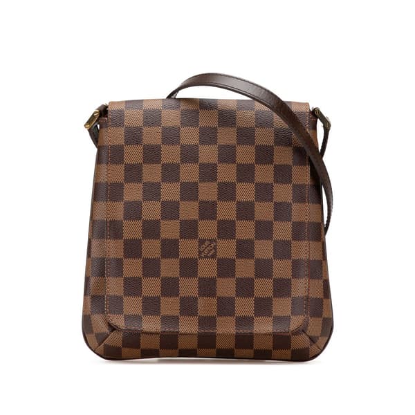 Pre-owned Louis Vuitton Damier Ebene Musette Salsa Long Strap Brown