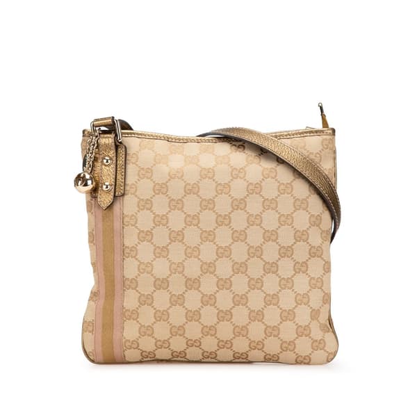 Pre-owned Gucci GG Canvas Jolicoeur Crossbody Brown