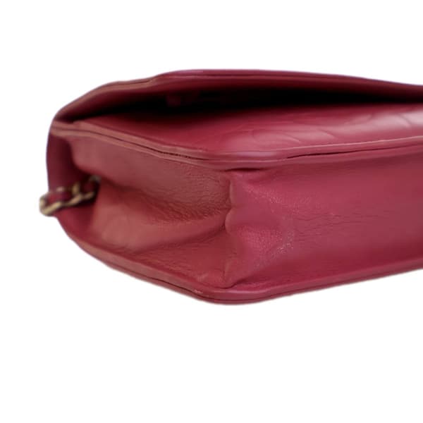 Pre-owned Chanel Embossed Lambskin Camellia Wallet On Chain Pink