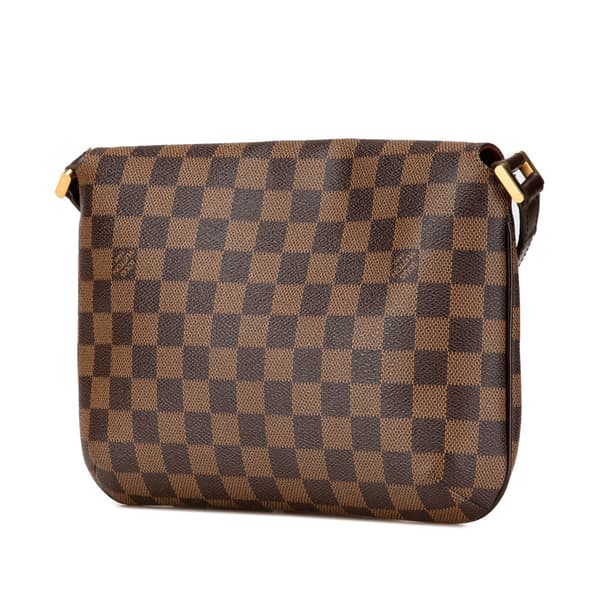 Pre-owned Louis Vuitton Damier Ebene Musette Tango Long Strap Brown