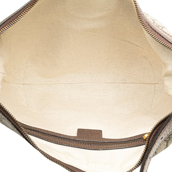 Pre-owned Gucci Small GG Supreme Web Ophidia Half Moon Crossbody Brown
