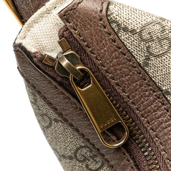 Pre-owned Gucci Small GG Supreme Web Ophidia Half Moon Crossbody Brown