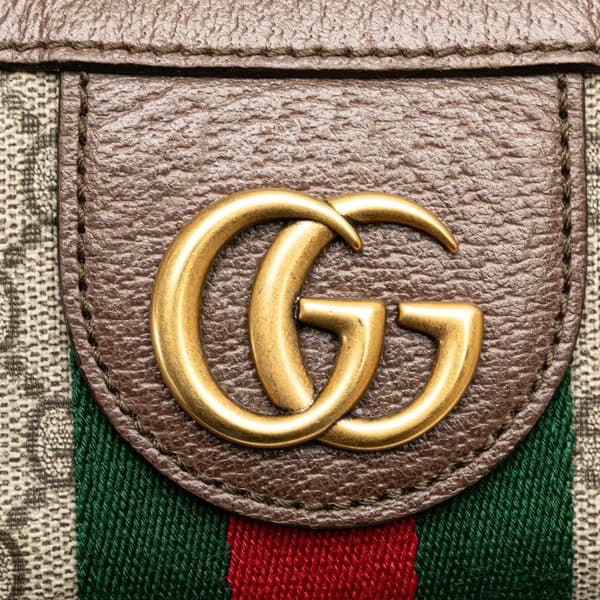 Pre-owned Gucci Small GG Supreme Web Ophidia Half Moon Crossbody Brown