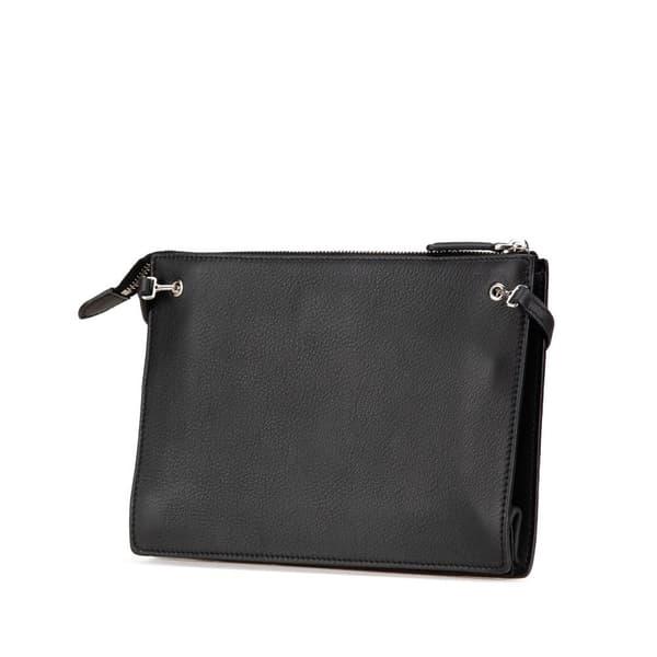 Pre-owned Fendi Mini 2Jours Studded Leather Vitello Dolce Crossbody Black