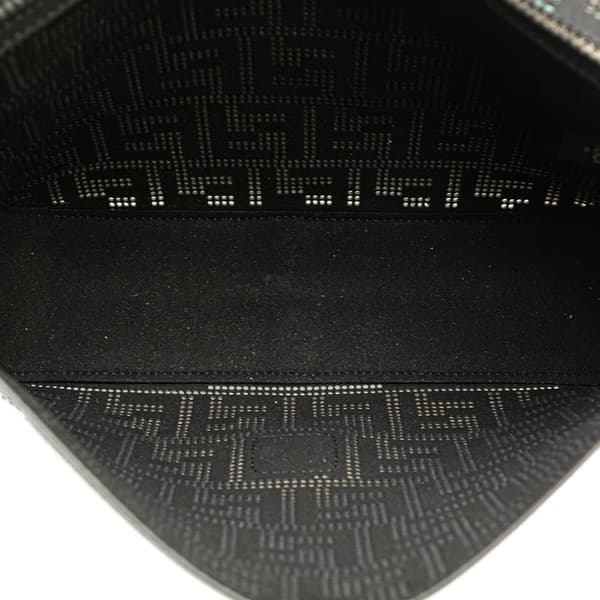 Pre-owned Fendi Medium Zucca Perforated Leather Baguette Messenger Bag Blue