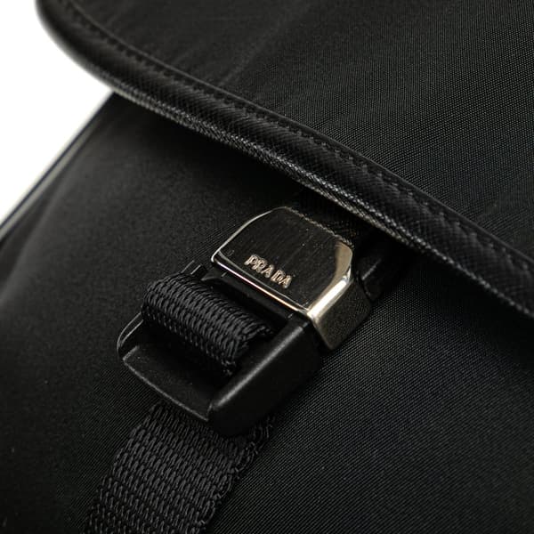 Pre-owned Prada Tessuto Buckle Messenger Bag Black