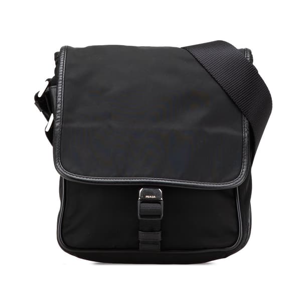Pre-owned Prada Tessuto Buckle Messenger Bag Black