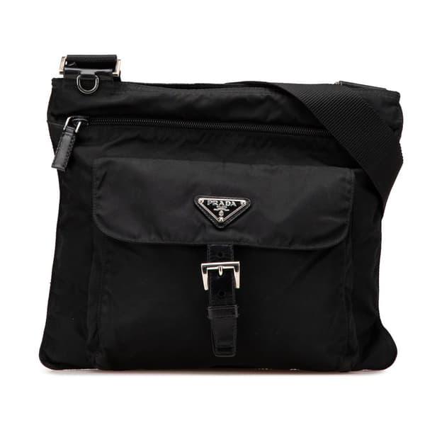 Pre-owned Prada Tessuto Zip Top Crossbody Black