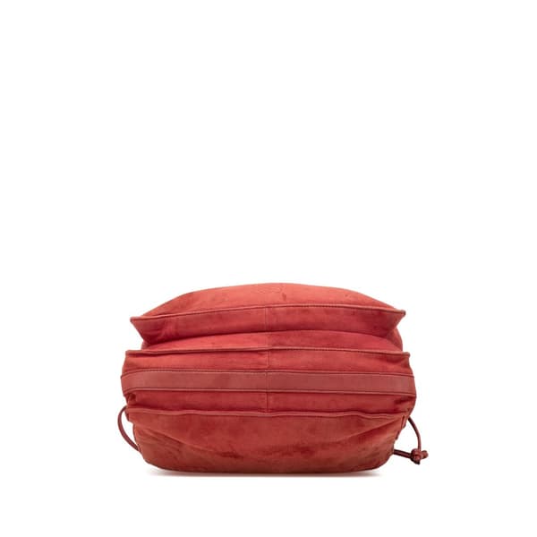 Pre-owned LOEWE Suede Drawstring Flamenco Crossbody Red