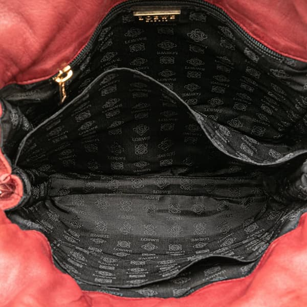 Pre-owned LOEWE Suede Drawstring Flamenco Crossbody Red