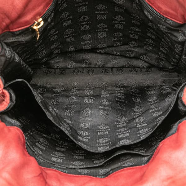 Pre-owned LOEWE Suede Drawstring Flamenco Crossbody Red