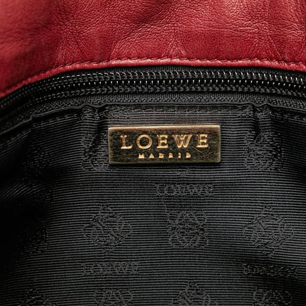 Pre-owned LOEWE Suede Drawstring Flamenco Crossbody Red