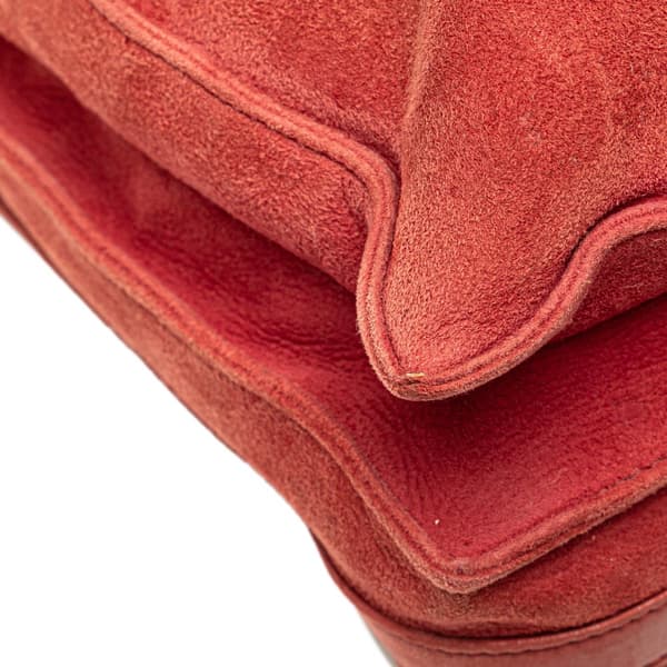 Pre-owned LOEWE Suede Drawstring Flamenco Crossbody Red
