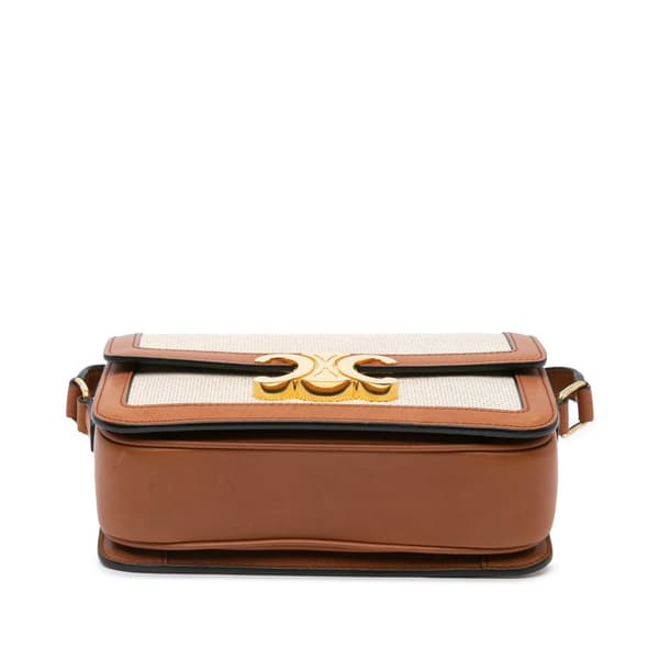 Pre-owned Celine Teen Canvas Triomphe Crossbody Brown