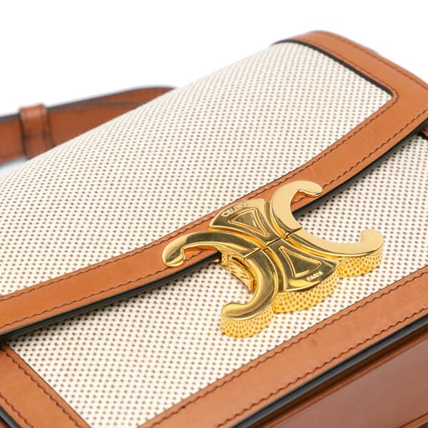 Pre-owned Celine Teen Canvas Triomphe Crossbody Brown