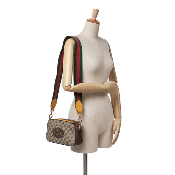 Pre-owned Gucci GG Supreme Web Neo Vintage Crossbody Brown