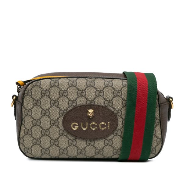Pre-owned Gucci GG Supreme Web Neo Vintage Crossbody Brown