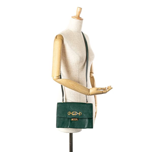 Pre-owned Gucci Small Leather Zumi Flap Crossbody Green