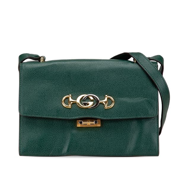 Pre-owned Gucci Small Leather Zumi Flap Crossbody Green