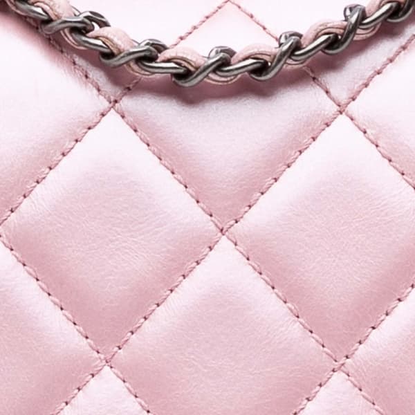 Pre-owned Chanel Medium CC Quilted Metallic Calfskin Coco Pleats Flap Pink