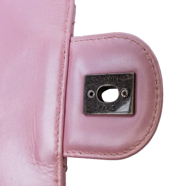 Pre-owned Chanel Medium CC Quilted Metallic Calfskin Coco Pleats Flap Pink