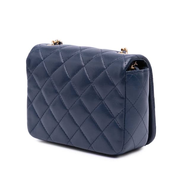 Pre-owned Chanel Mini Lambskin CC Crystal Full flap Blue