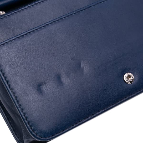 Pre-owned Chanel CC Quilted Lambskin Wallet on Chain Blue